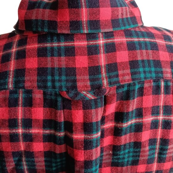 Vintage Mens Flannel Shirt XLT XL TALL 70's RED/GREEN ACRYLIC PLAID RELIC LOGGER - Picture 6 of 11